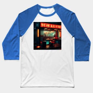 Cyberpunk Tokyo Ramen Shop Baseball T-Shirt